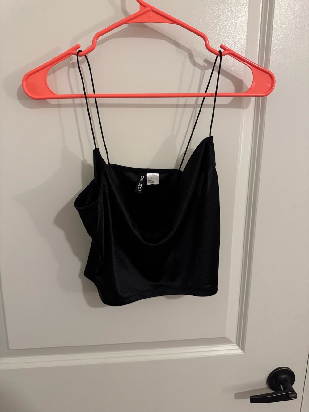 H&M Black Satin Cowl Crop Camisole